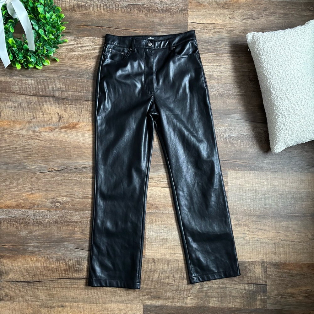 7 For All Mankind Black Faux Leather Pants Size Medium